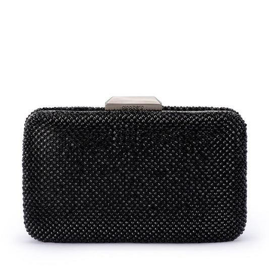 Olga Berg RONNY Crystal Mesh Clutch (Black)