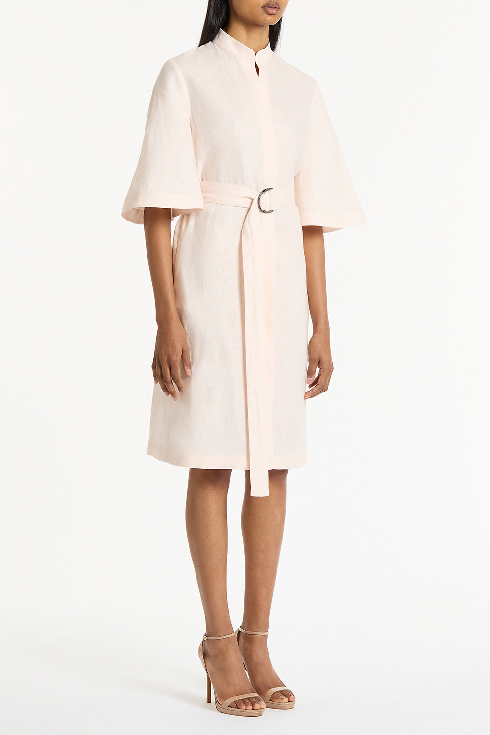 Carla Zampatti Rosa Linen Box Sleeve Shirt Dress (Pink)