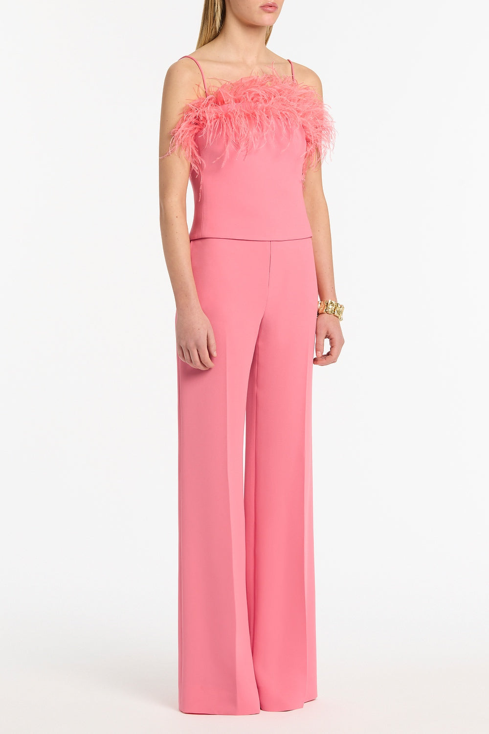 Carla Zampatti Rose Crepe Feather Top (Pink)