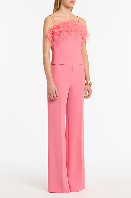 Carla Zampatti Rose Crepe Feather Top (Pink)