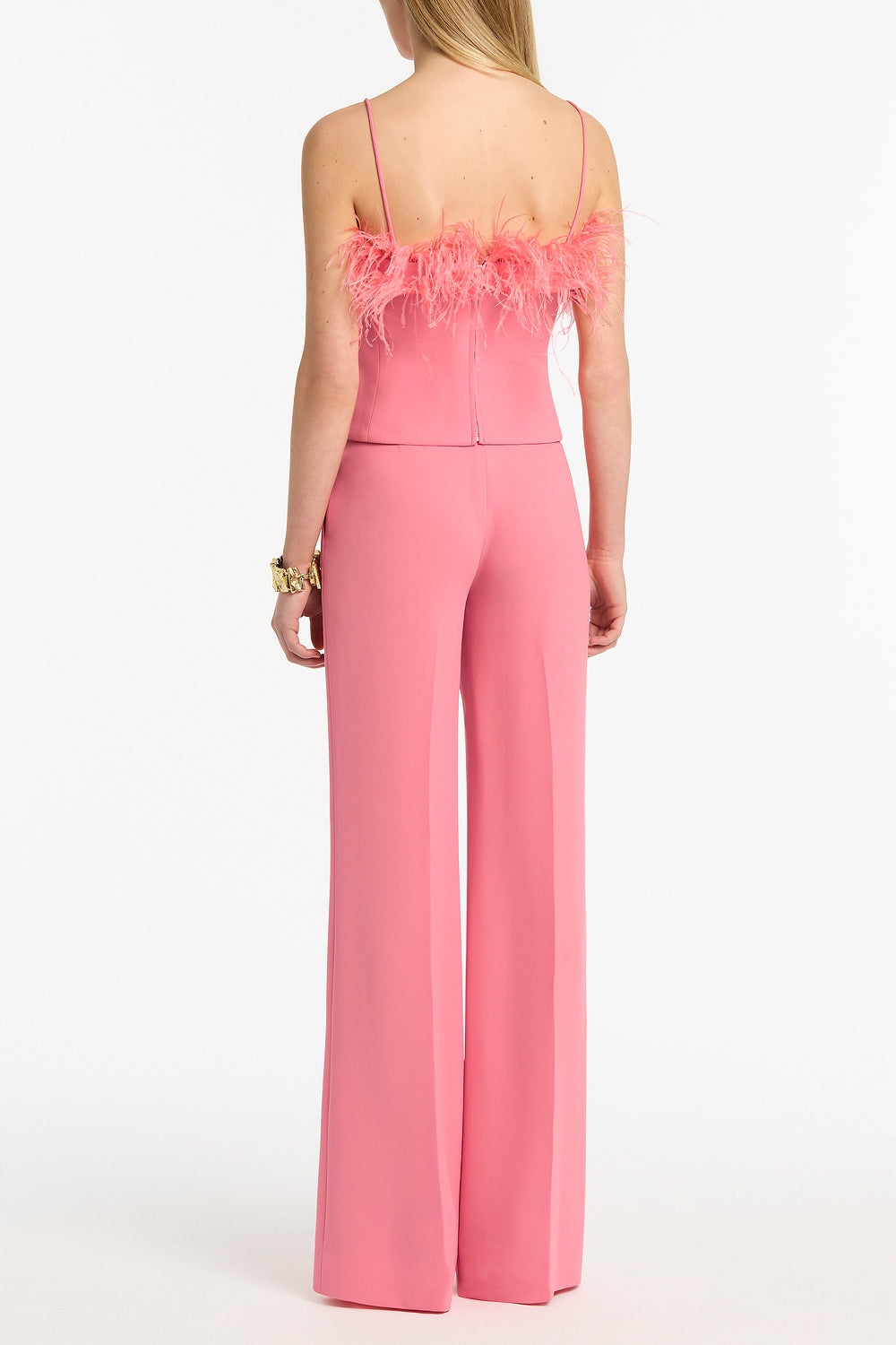 Carla Zampatti Rose Crepe Feather Top (Pink)