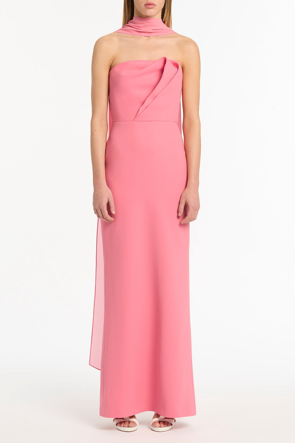Carla Zampatti Rose Crepe Sculptural Gown (Pink)