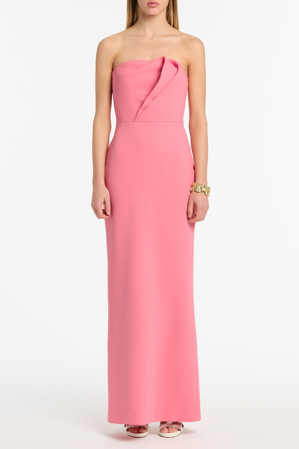 Image of Dresses. Product name - Rose Pink Crepe Sculptural Gown in Pink colour by brand - Carla Zampatti