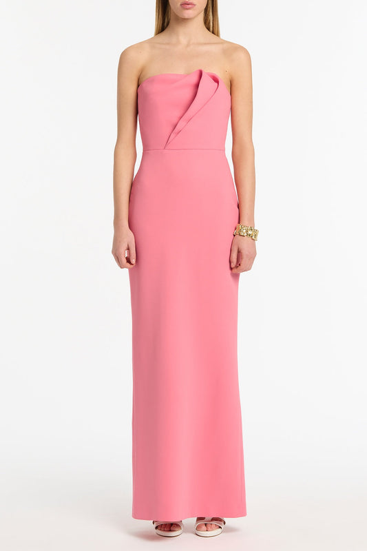 Image of Dresses. Product name - Rose Pink Crepe Sculptural Gown in Pink colour by brand - Carla Zampatti