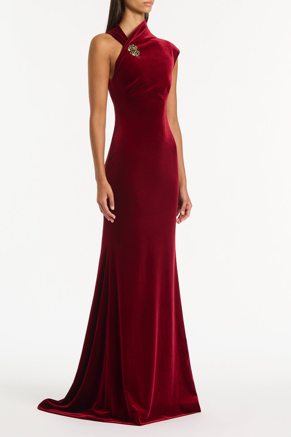 Carla Zampatti Rouge Velvet Button Gown (Red)