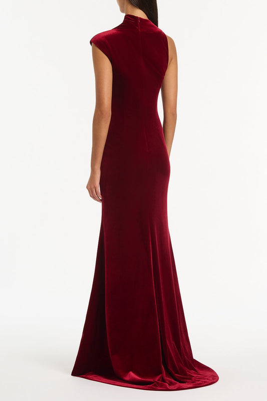 Carla Zampatti Rouge Velvet Button Gown (Red)