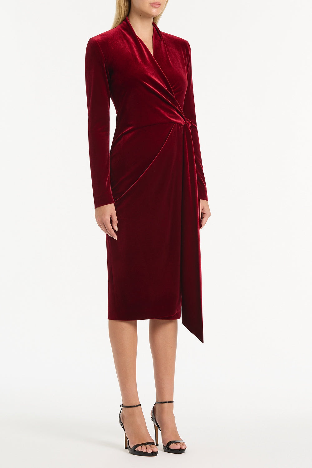 Carla Zampatti Rouge Velvet Tie Front Midi Dress (Red)