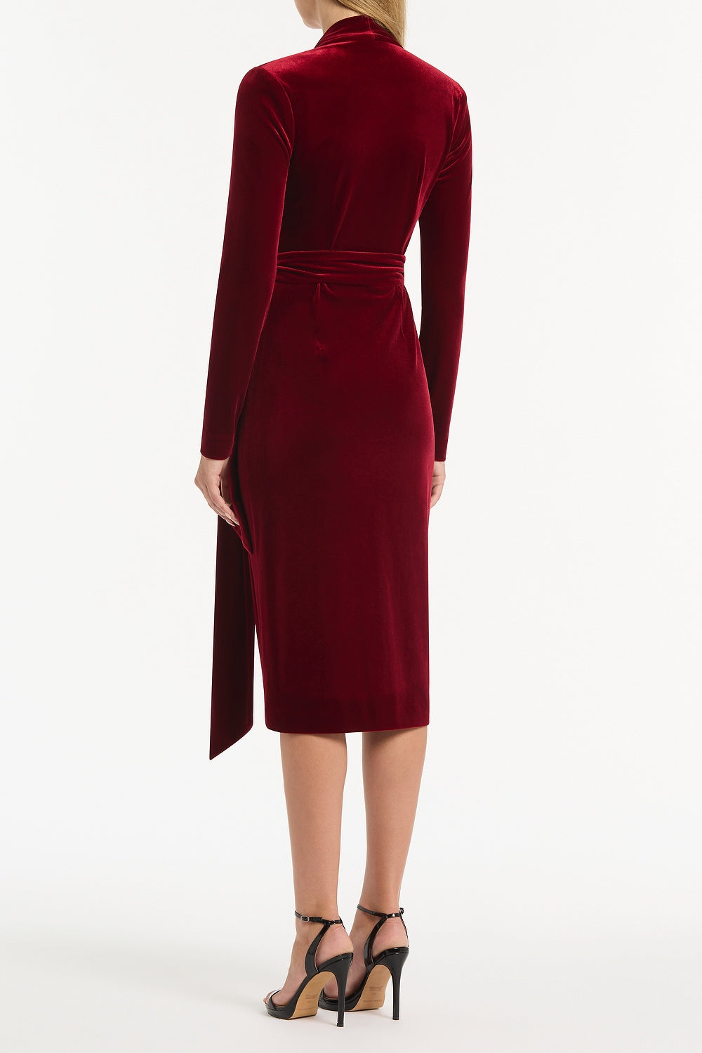 Carla Zampatti Rouge Velvet Tie Front Midi Dress (Red)