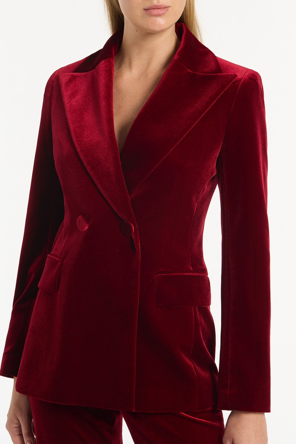 Carla Zampatti Rouge Velvet Tuxedo Jacket (Red)