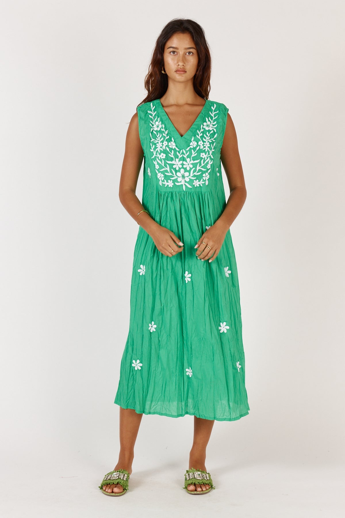 Image of Dresses. Product name - Rubyyaya Andaman Midi Emerald in Emerald colour by brand - Rubyyaya