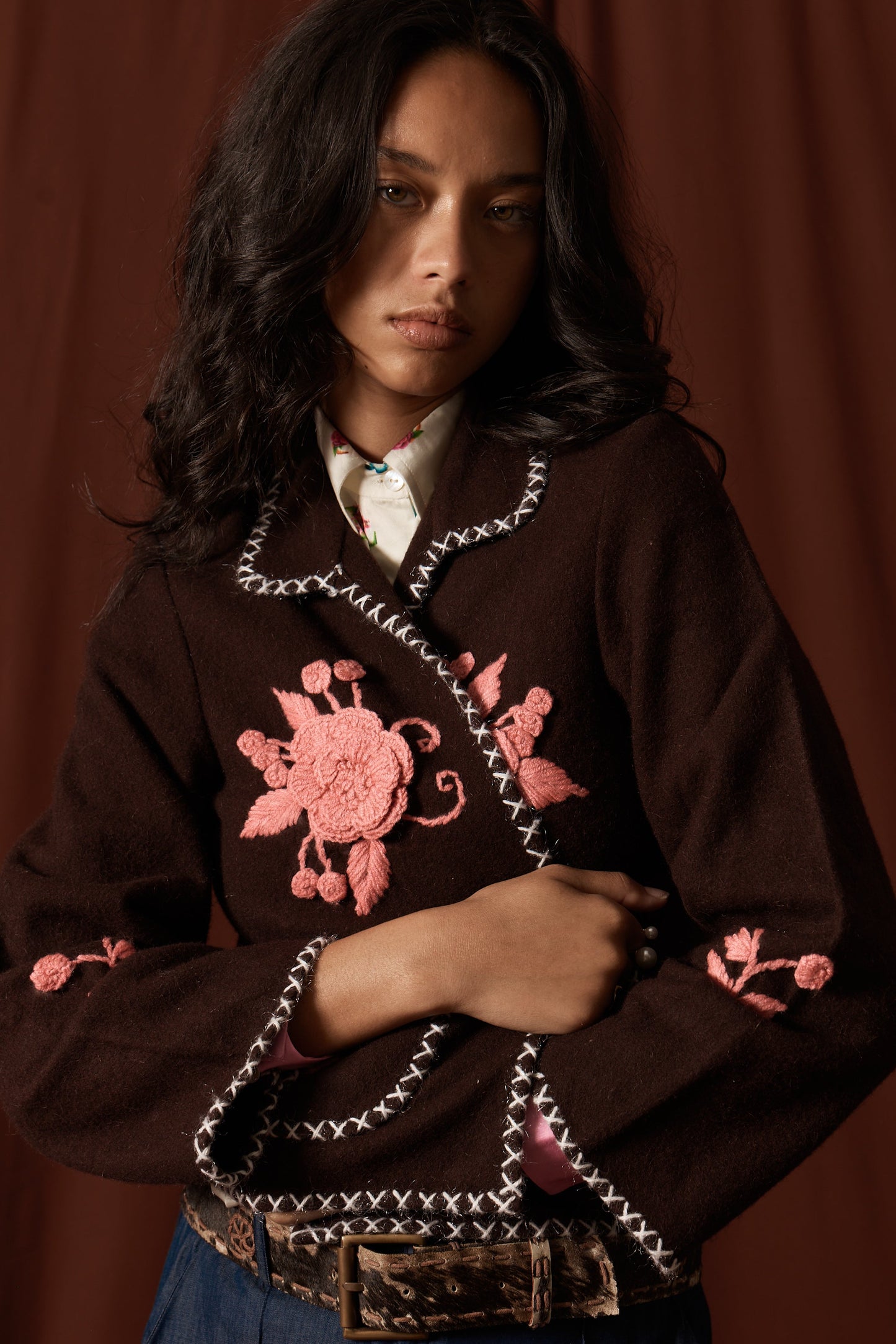 Image of Coats & Jackets. Product name - Rubyyaya Antiquity Jacket Brown in Brown colour by brand - Rubyyaya
