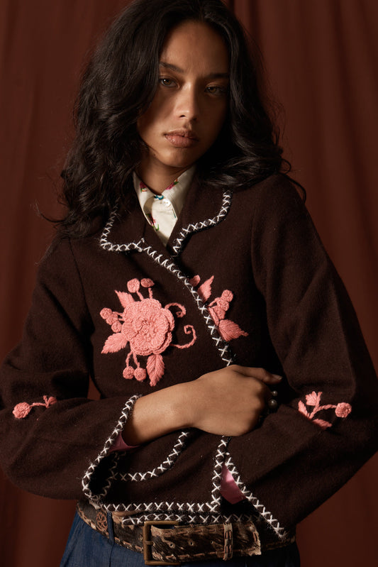 Image of Coats & Jackets. Product name - Rubyyaya Antiquity Jacket Brown in Brown colour by brand - Rubyyaya
