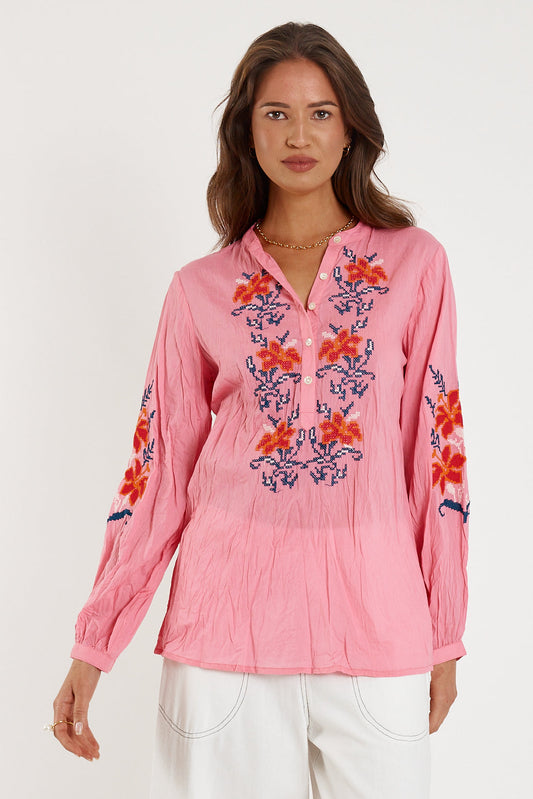 Image of a model wearing Tops. Productname: Rubyyaya Brittany Top Coral in Tan colour by brand - Rubyyaya