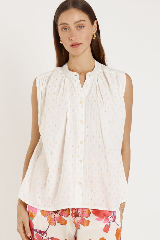 Image of a model wearing Tops. Productname: Rubyyaya Calvi Top White in White colour by brand - Rubyyaya