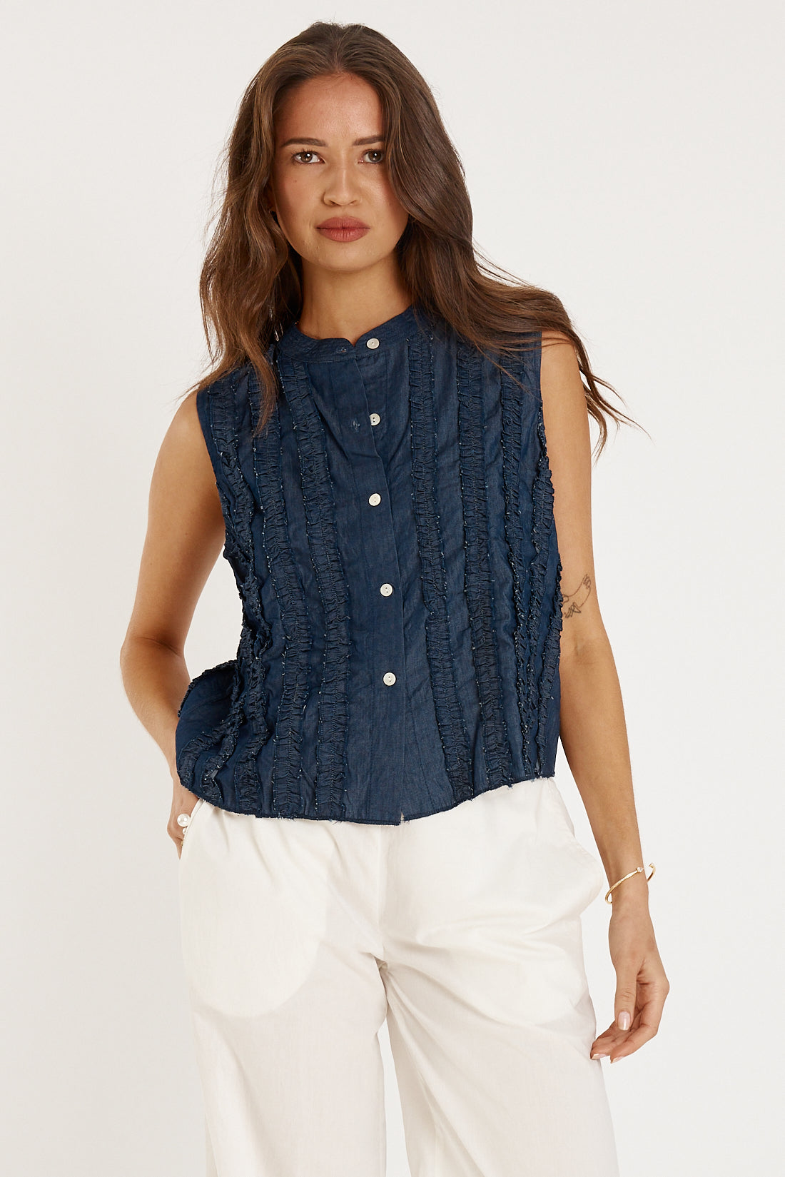 Image of Jeans. Productname: Rubyyaya Camargue Top Denim in Denim colour by brand - Rubyyaya