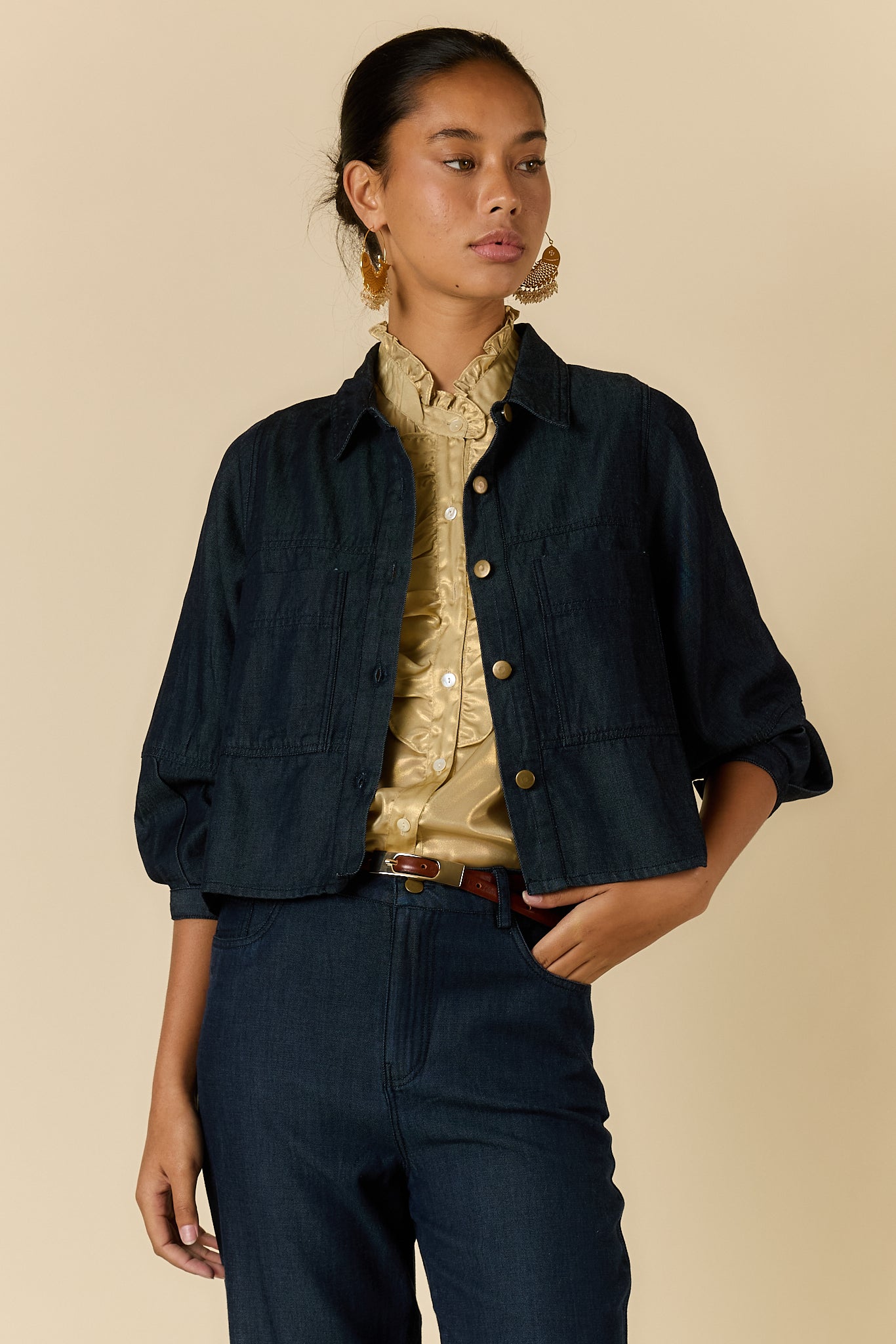 Image of Coats & Jackets. Product name - Rubyyaya Carmi Jacket Denim in Denim colour by brand - Rubyyaya