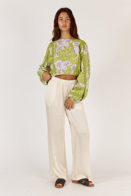 Image of a model wearing Tops. Productname: Rubyyaya Catembe Top Green in Green colour by brand - Rubyyaya