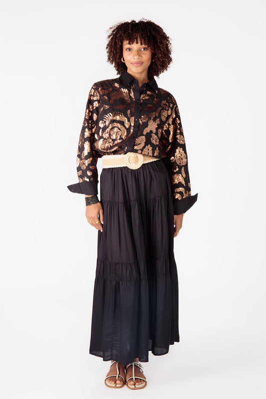 Image of a model wearing Skirts. Productname: Rubyyaya Como Skirt Black in Black colour by brand - Rubyyaya