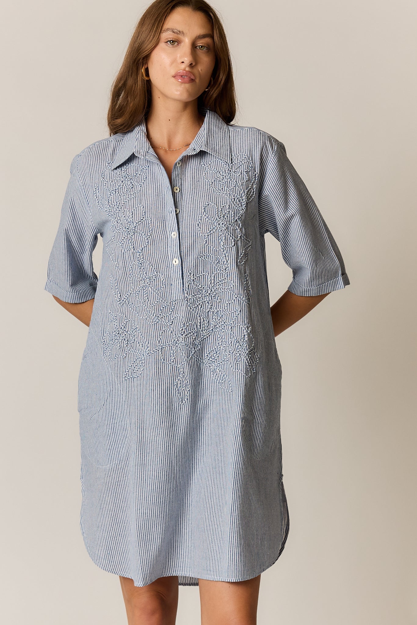 Rubyyaya Cornelli Dress Stripe (Blue)