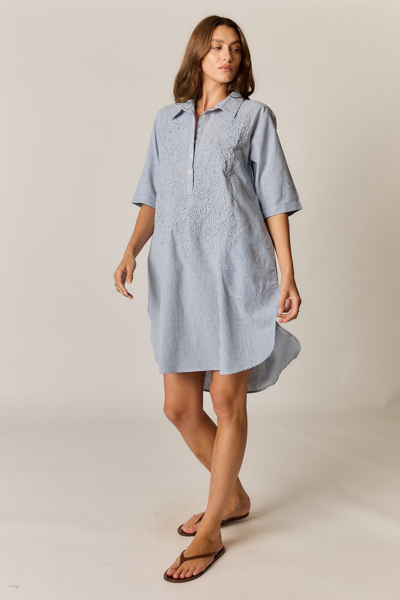 Image of Dresses. Product name - Rubyyaya Cornelli Dress Blue Stripe in Blue colour by brand - Rubyyaya