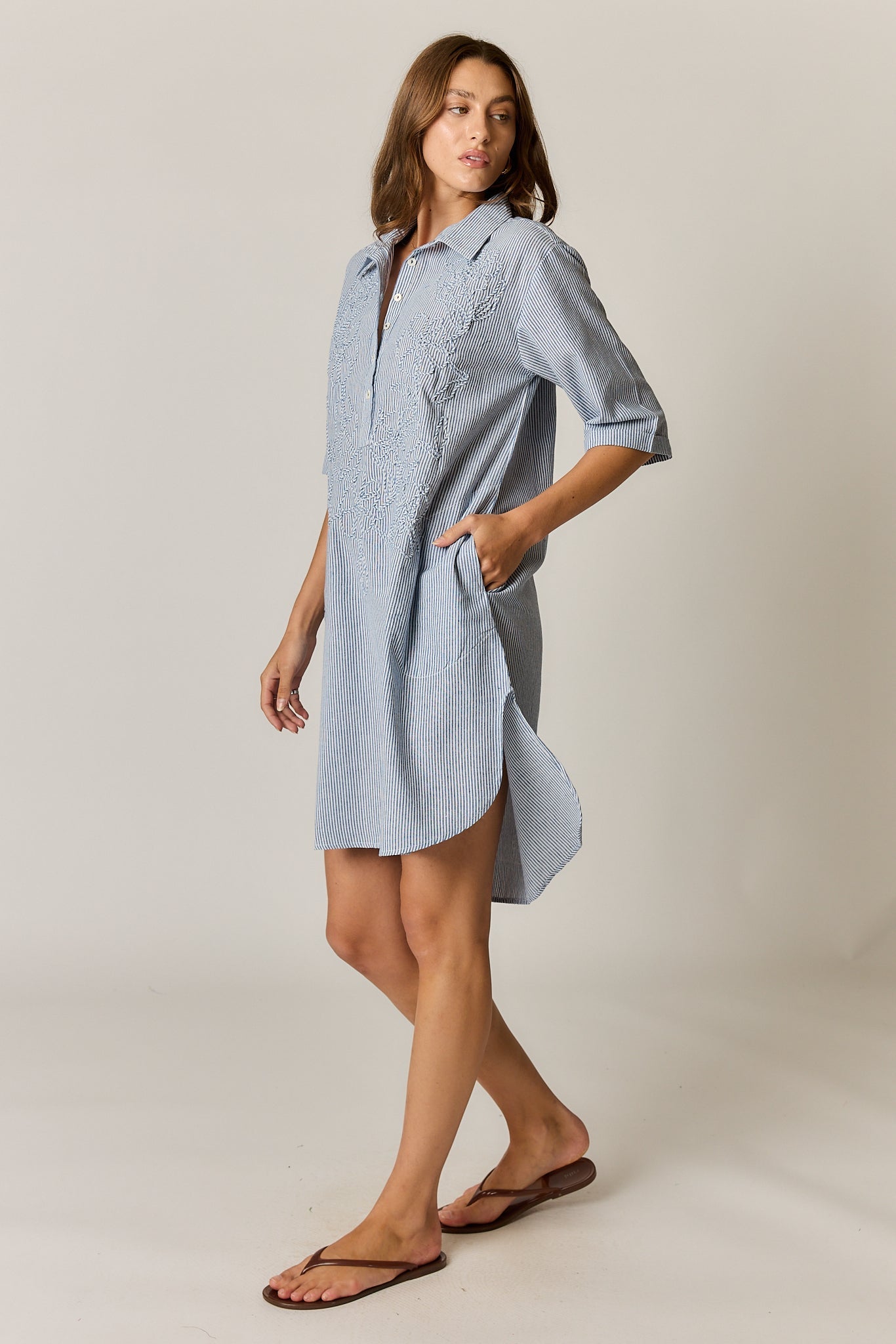 Rubyyaya Cornelli Dress Stripe (Blue)