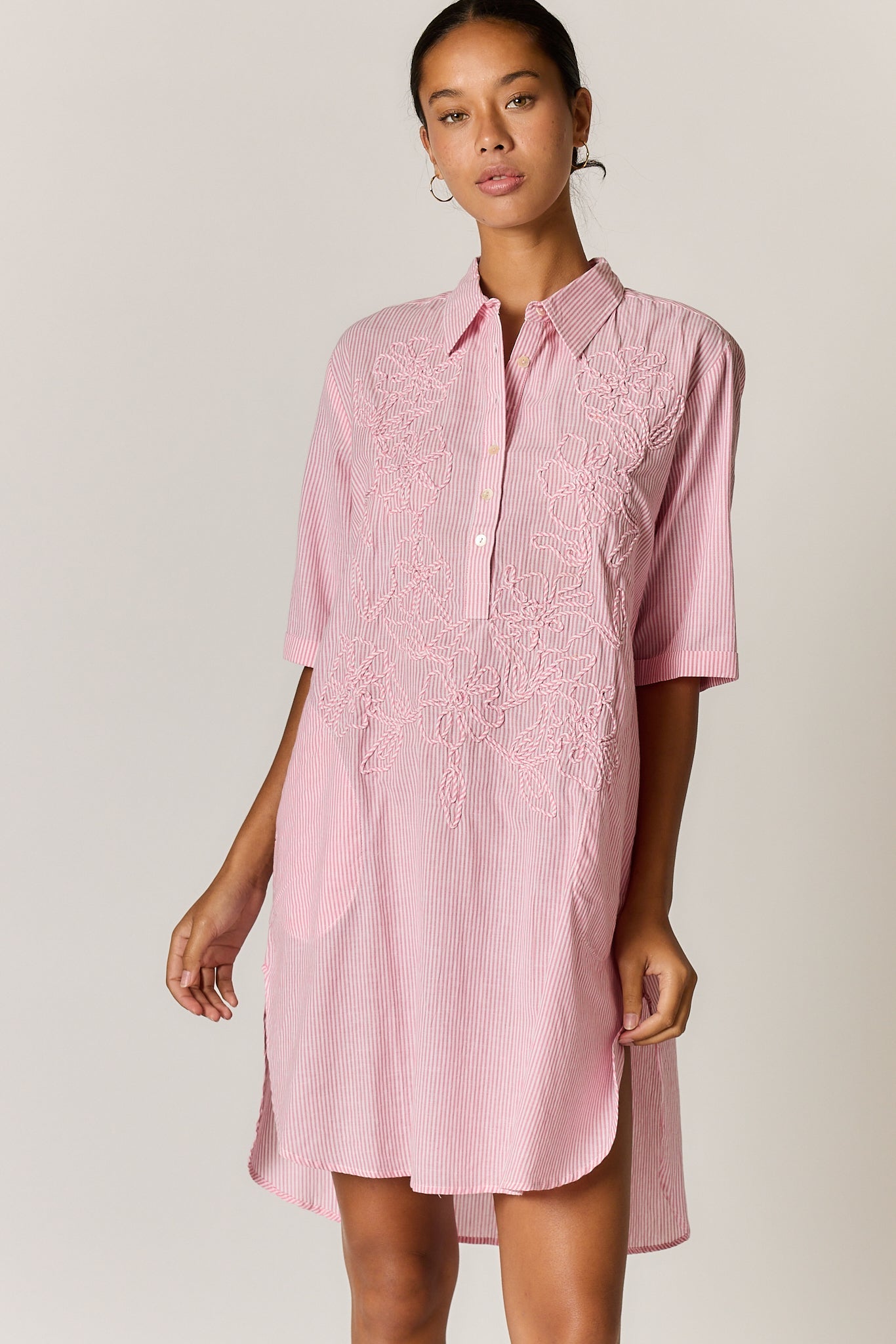 Image of Dresses. Product name - Rubyyaya Cornelli Dress Pink Stripe in Pink colour by brand - Rubyyaya