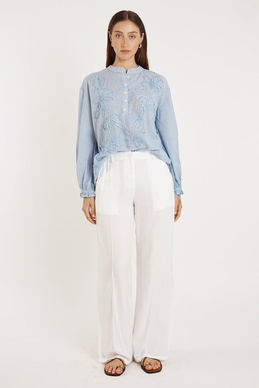 Image of a model wearing Pants. Productname: Rubyyaya Lucinda Pant White in White colour by brand - Rubyyaya