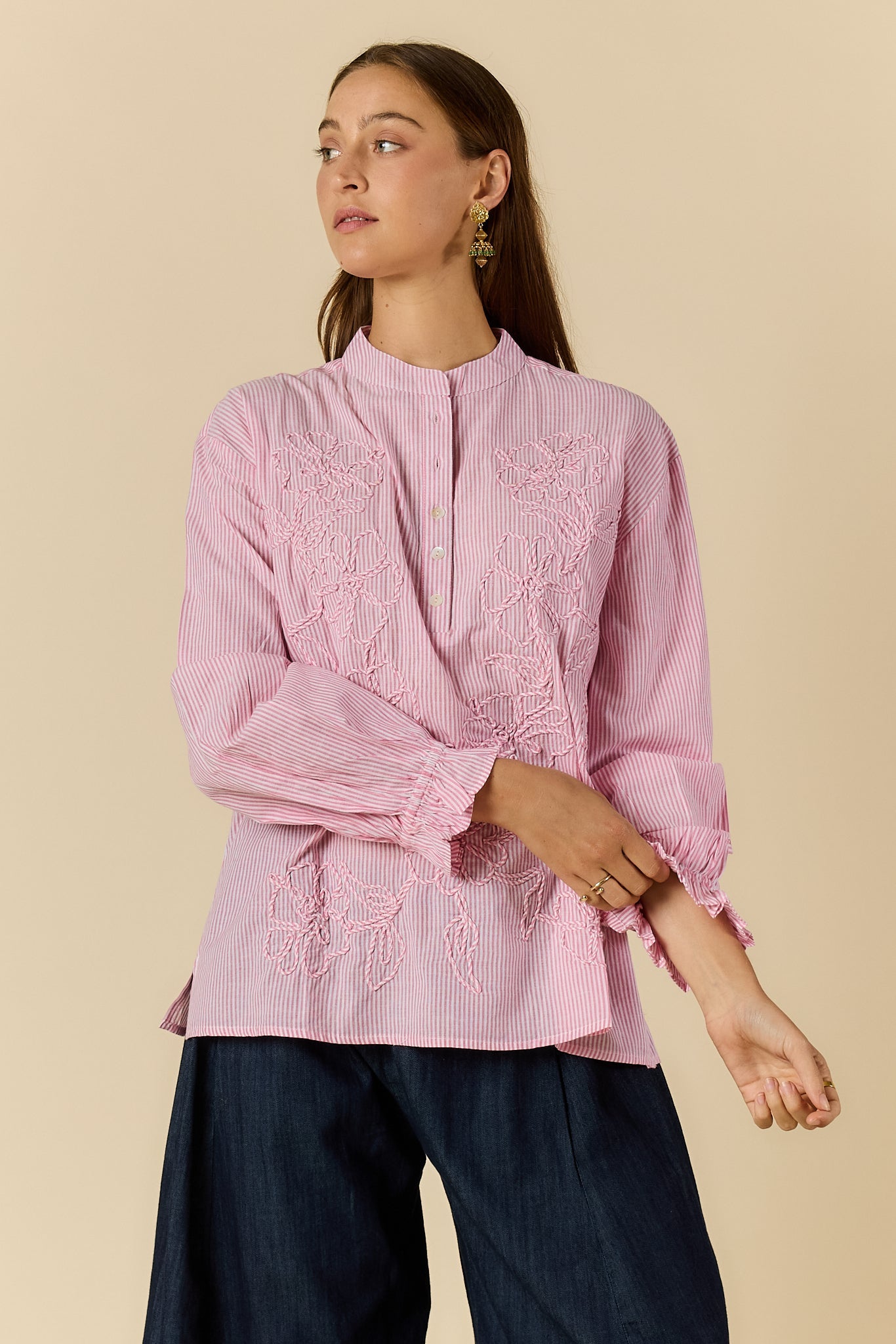 Rubyyaya Cornelli Shirt Stripe (Pink)