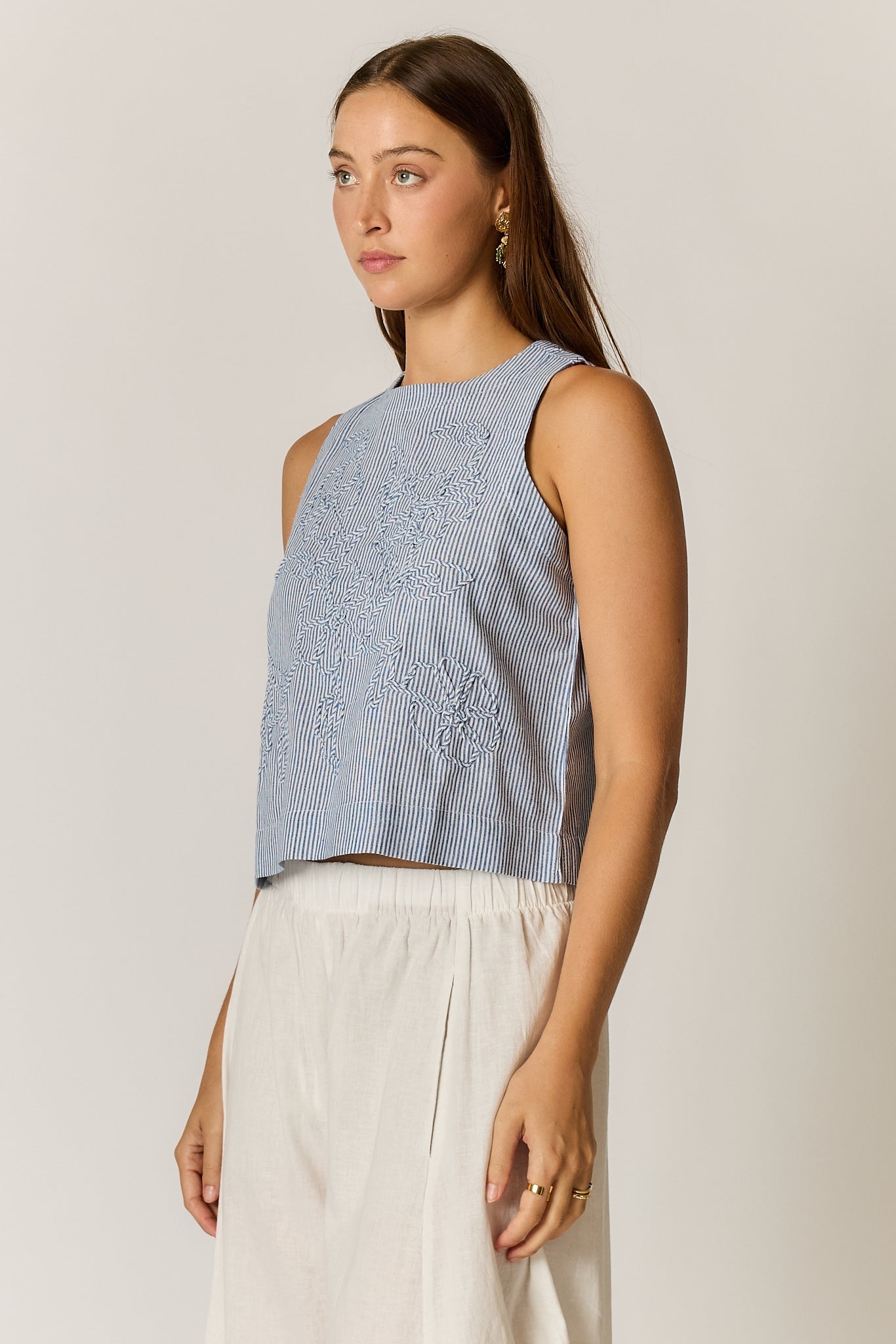 Rubyyaya Cornelli Stripe Top (Blue)