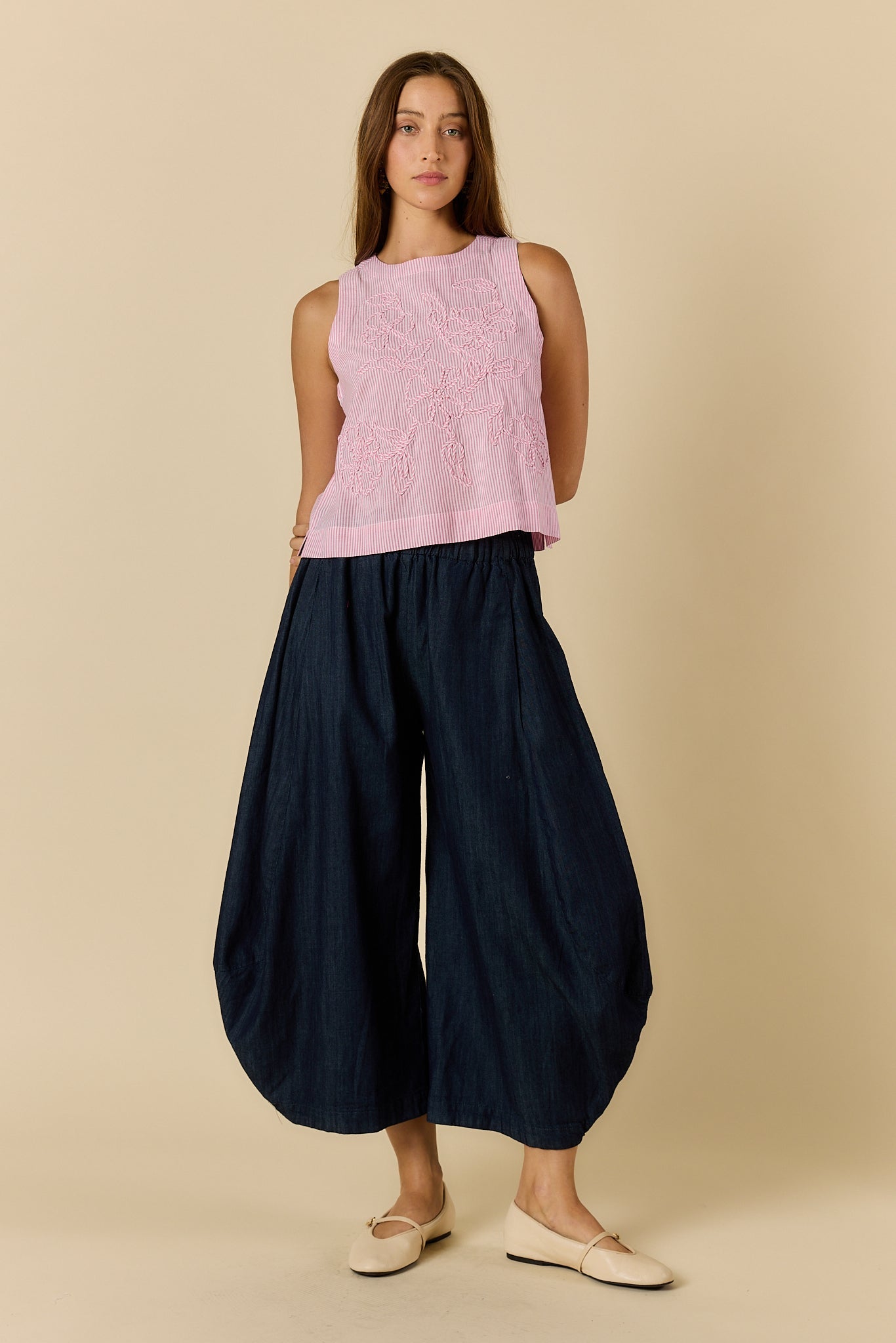 Rubyyaya Cornelli Stripe Top Stripe (Pink)