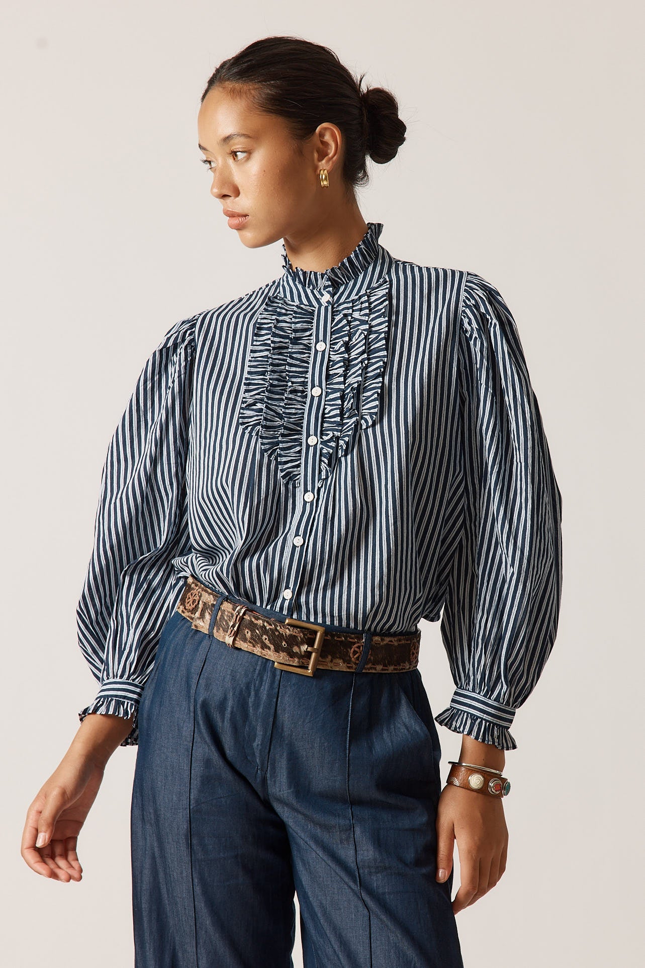 Rubyyaya Countryside Frill Top (Navy)