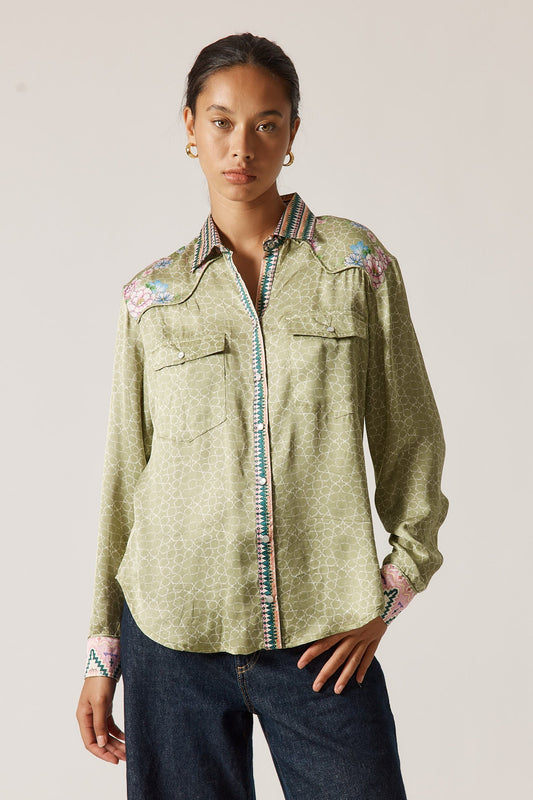 Image of Shirts. Product name - Rubyyaya Daisy Duke Shirt Olive in Olive colour by brand - Rubyyaya