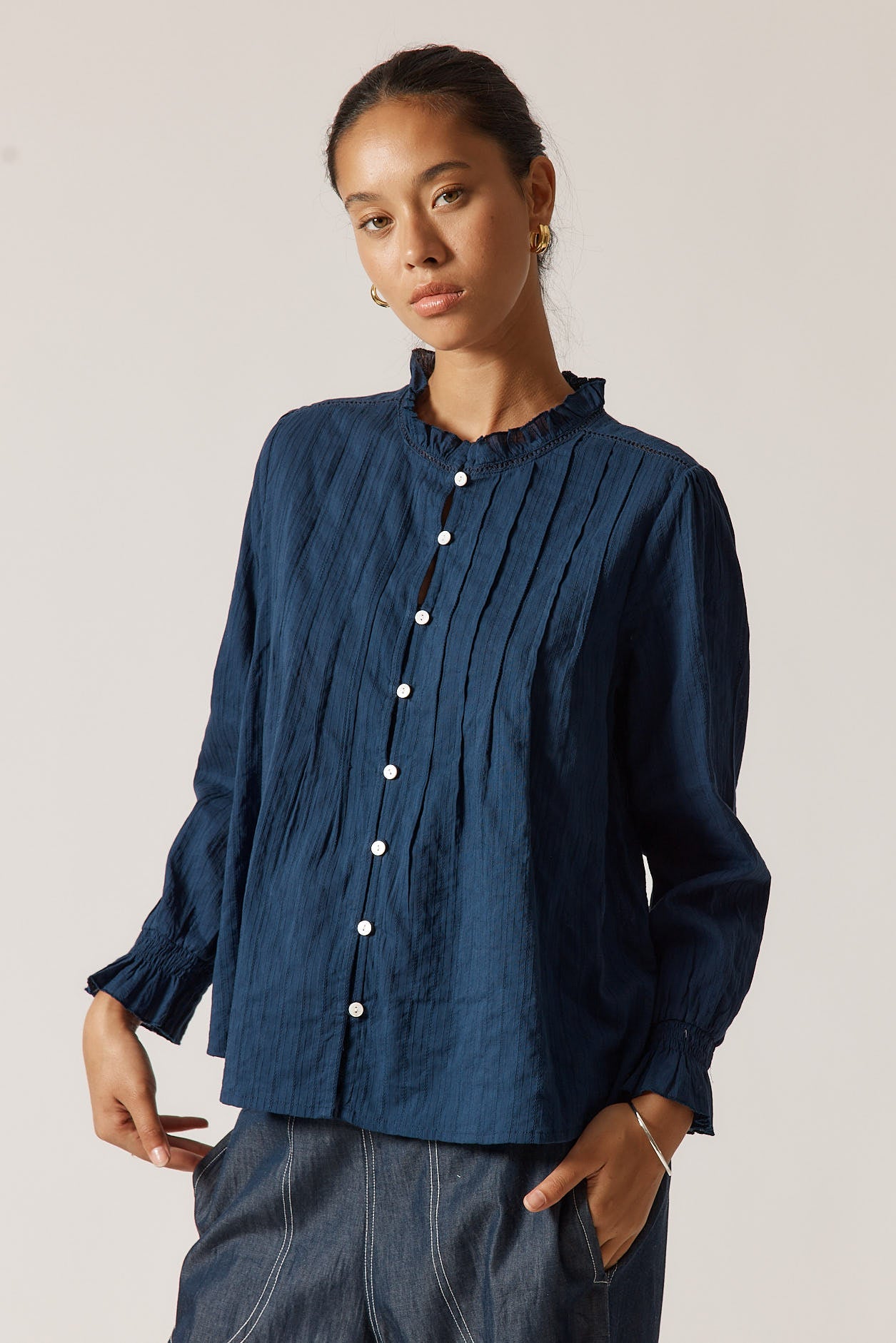 Image of Shirts. Productname: Rubyyaya Daybreak Shirt Navy in Navy colour by brand - Rubyyaya
