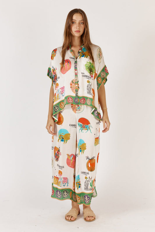 Image of a model wearing Pants. Productname: Rubyyaya Down Under Pant White in White colour by brand - Rubyyaya