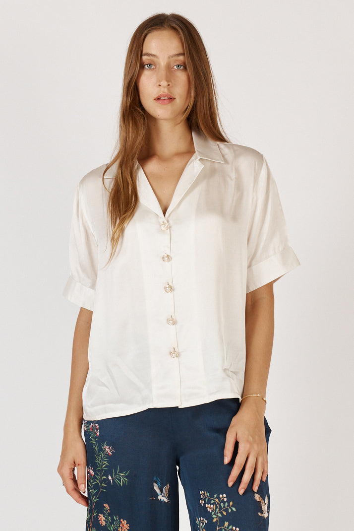 Image of Shirts. Product name - Rubyyaya Georgia Shirt Cream in Cream colour by brand - Rubyyaya