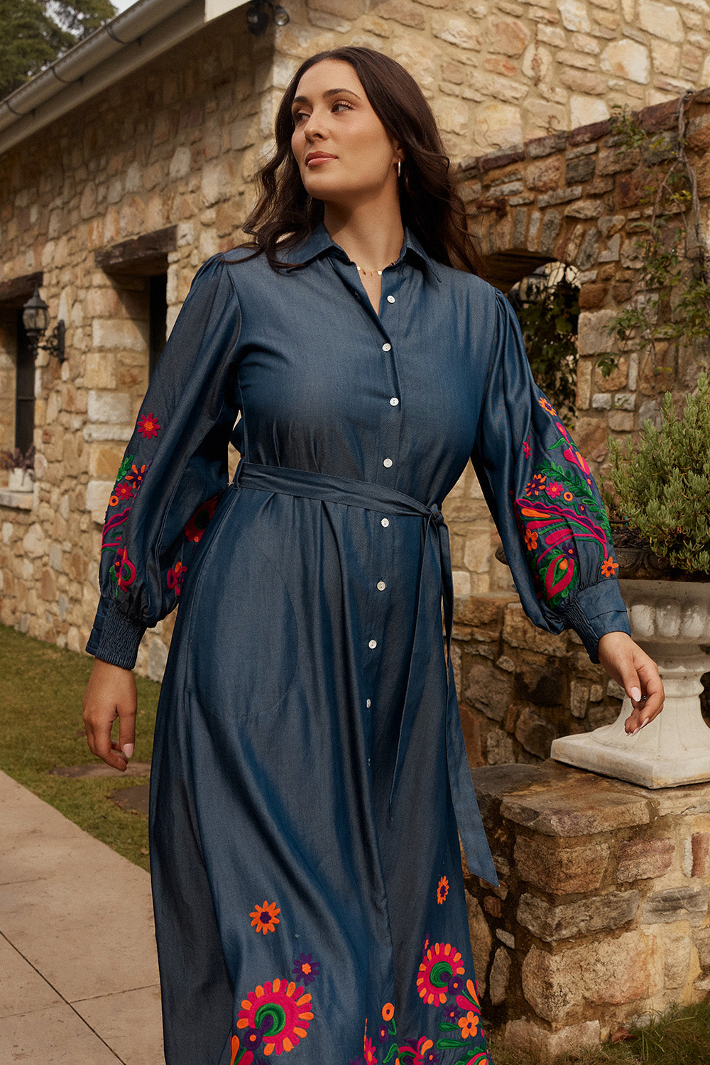 Image of Dresses. Product name - Rubyyaya Gokarna Maxi in Emb colour by brand - Rubyyaya