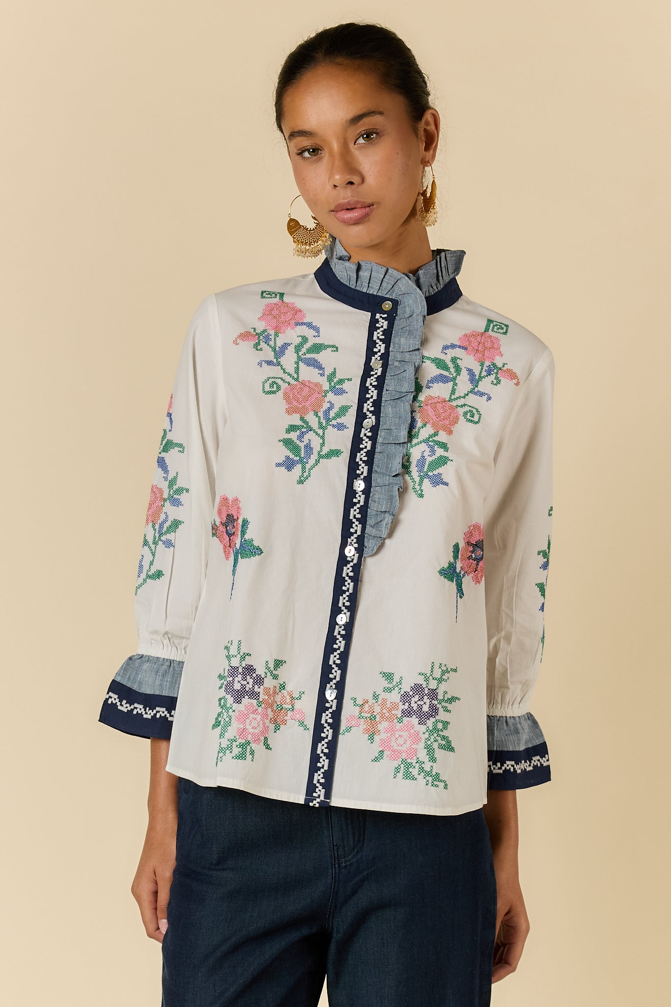Rubyyaya Lara Frill Top (Cream)