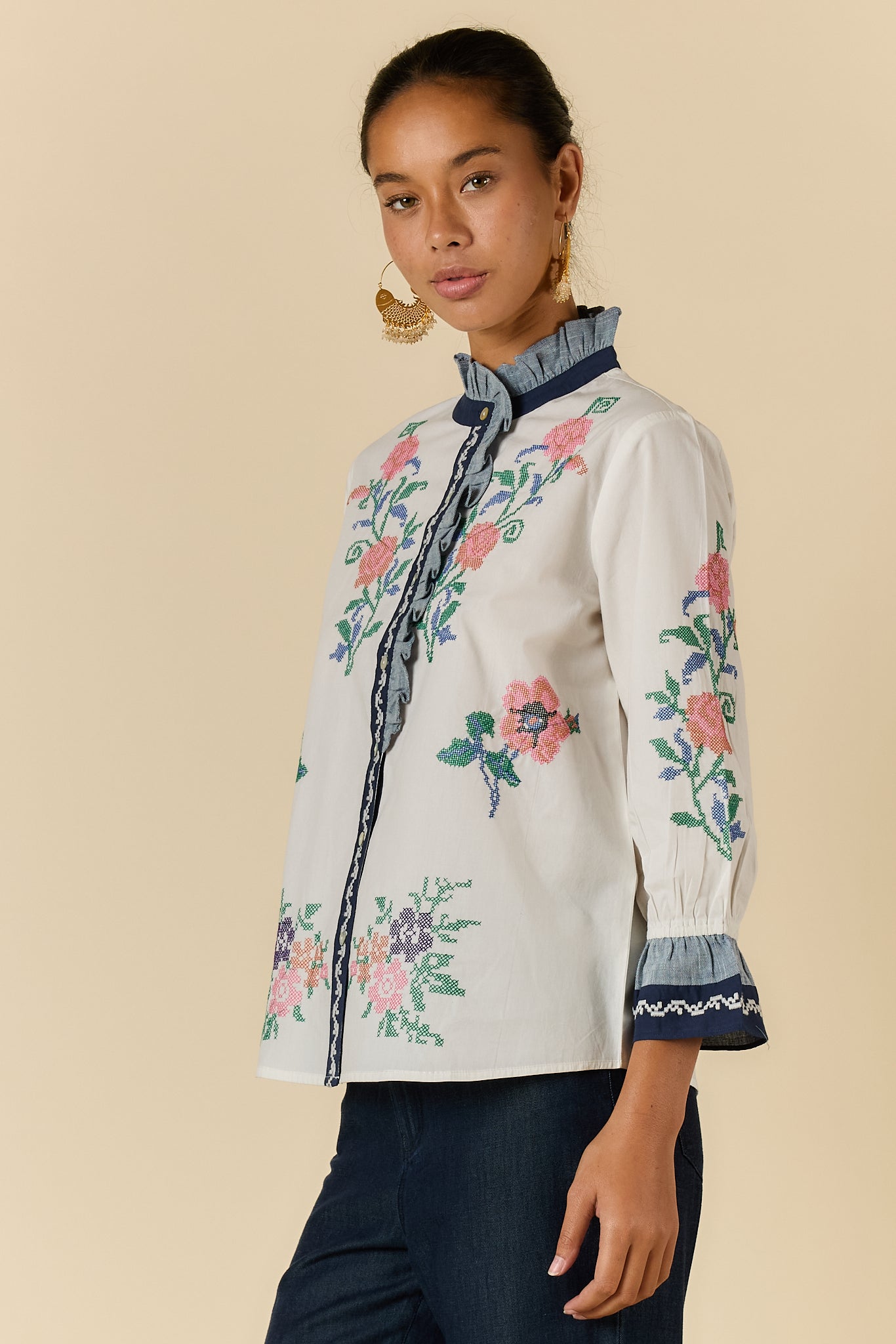 Rubyyaya Lara Frill Top (Cream)