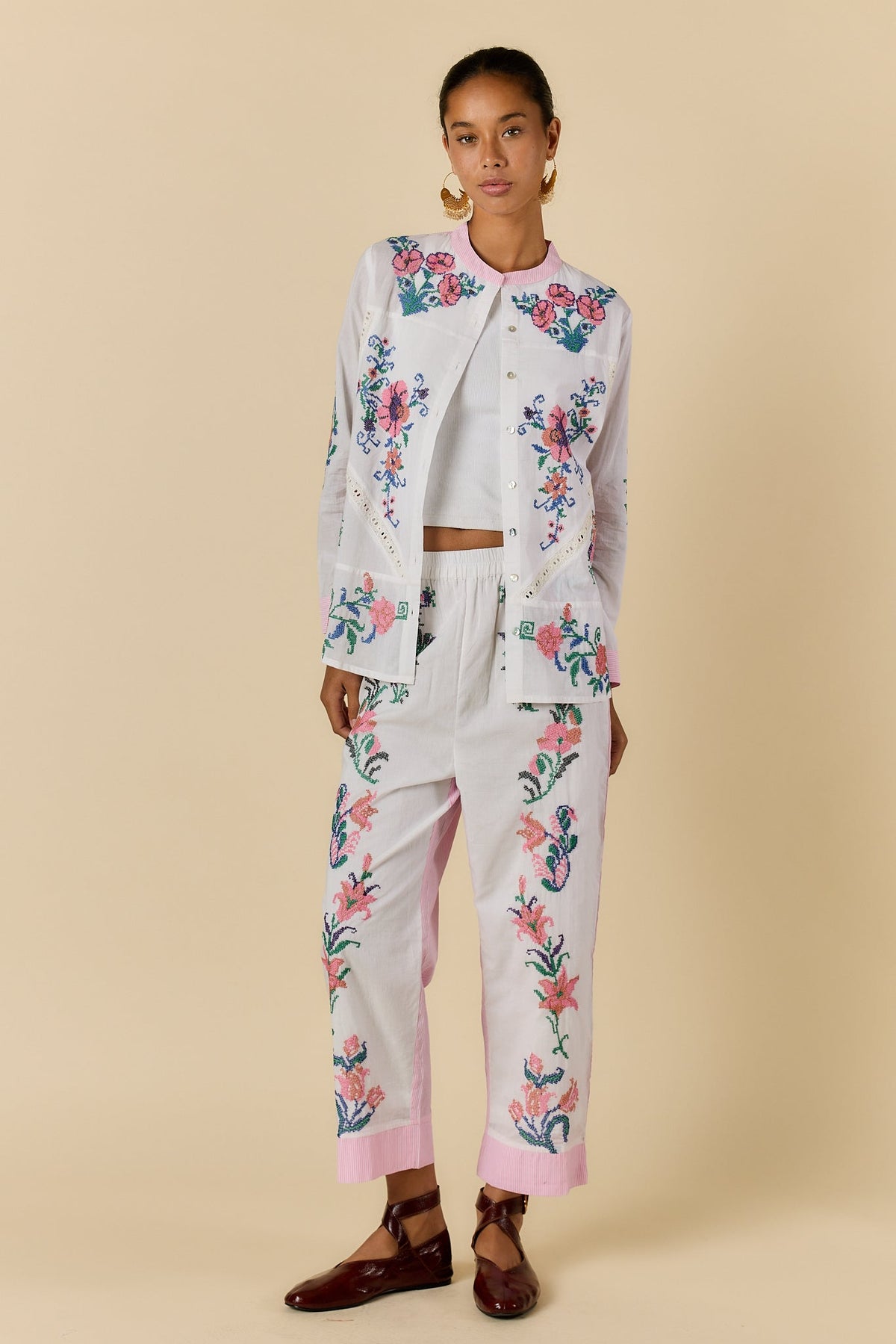 Image of a model wearing Pants. Product name - PRE SALE | Rubyyaya Lara Pant Pink in Pink colour by brand - Rubyyaya