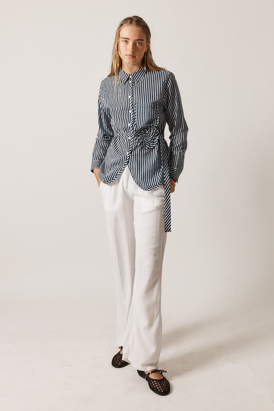 Image of a model wearing Pants. Productname: Rubyyaya Lucinda Pant White in White colour by brand - Rubyyaya