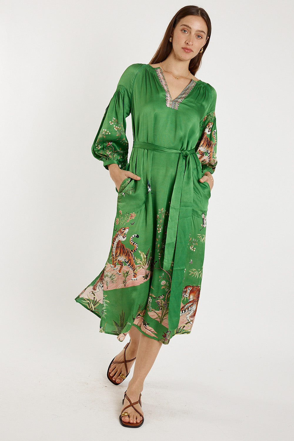 Image of Dresses. Product name - Rubyyaya Machali Maxi Emerald in Emerald colour by brand - Rubyyaya