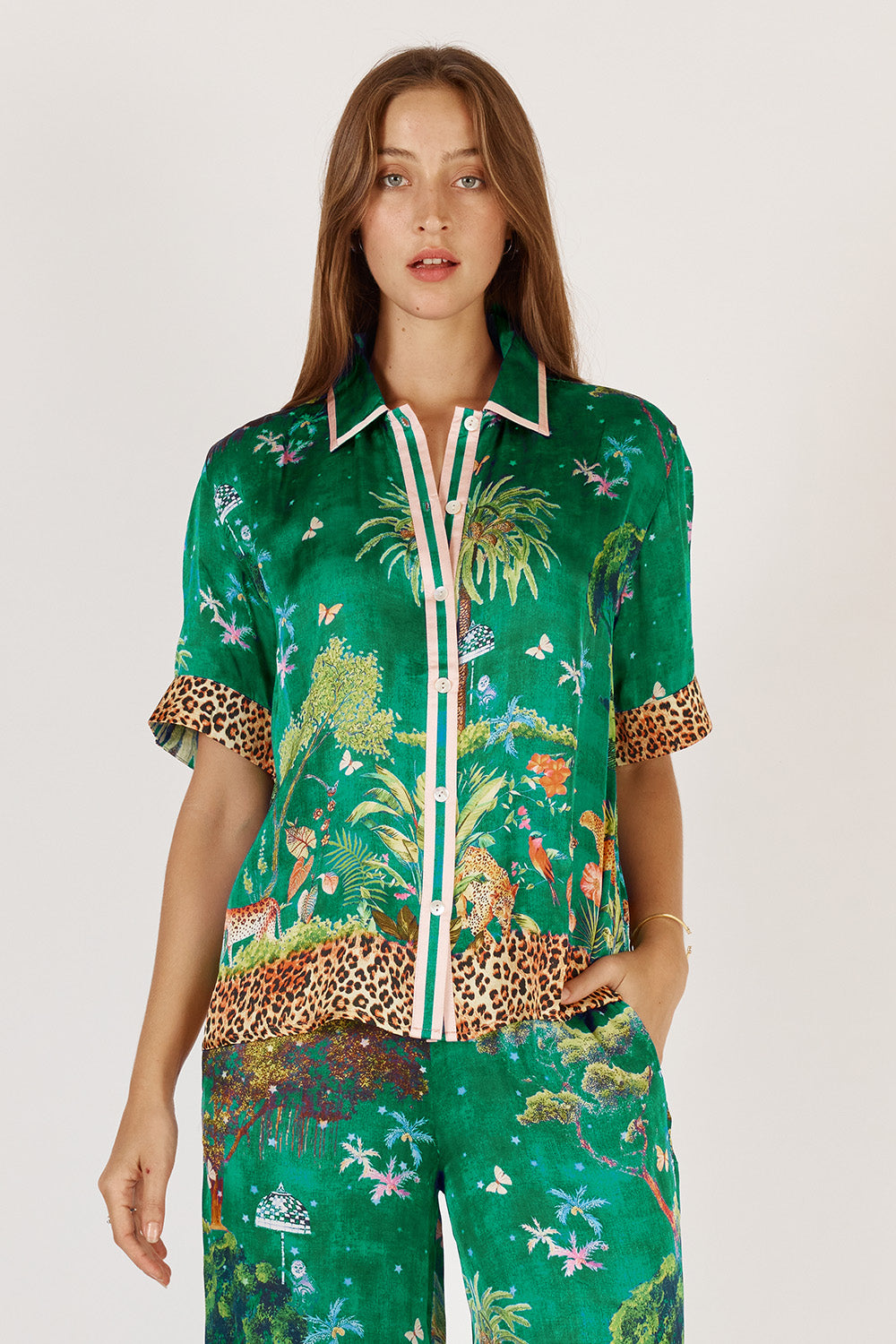Image of Shirts. Product name - Rubyyaya Mataram Shirt Emerald in Emerald colour by brand - Rubyyaya