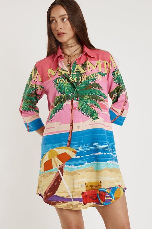 Image of Dresses. Productname: Rubyyaya Miami Shirtmaker Print in Print colour by brand - Rubyyaya