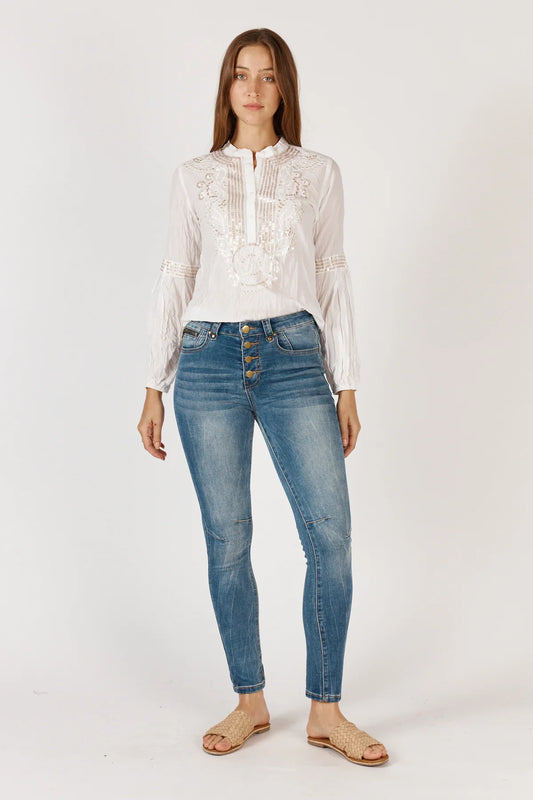 Image of Jeans. Product name - Rubyyaya Norma Jeans Denim Blue in Blue colour by brand - Rubyyaya