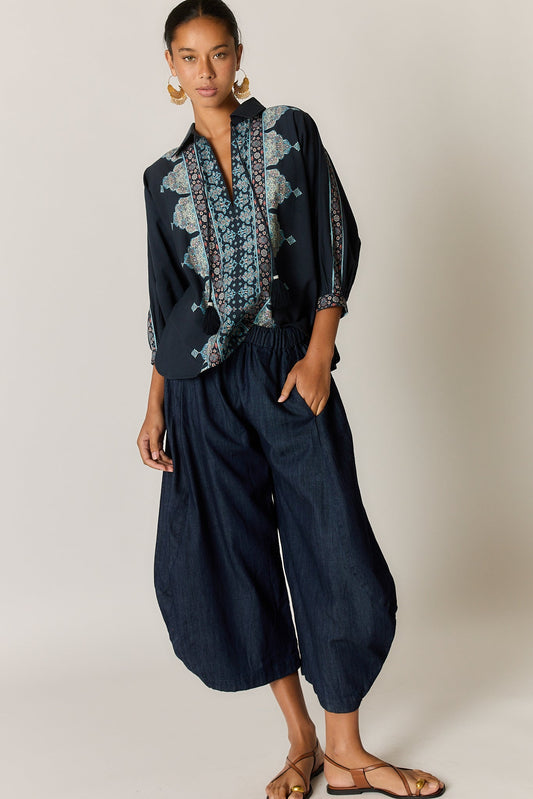 Image of Jeans. Product name - Rubyyaya Palloncino Pant Denim in Denim colour by brand - Rubyyaya