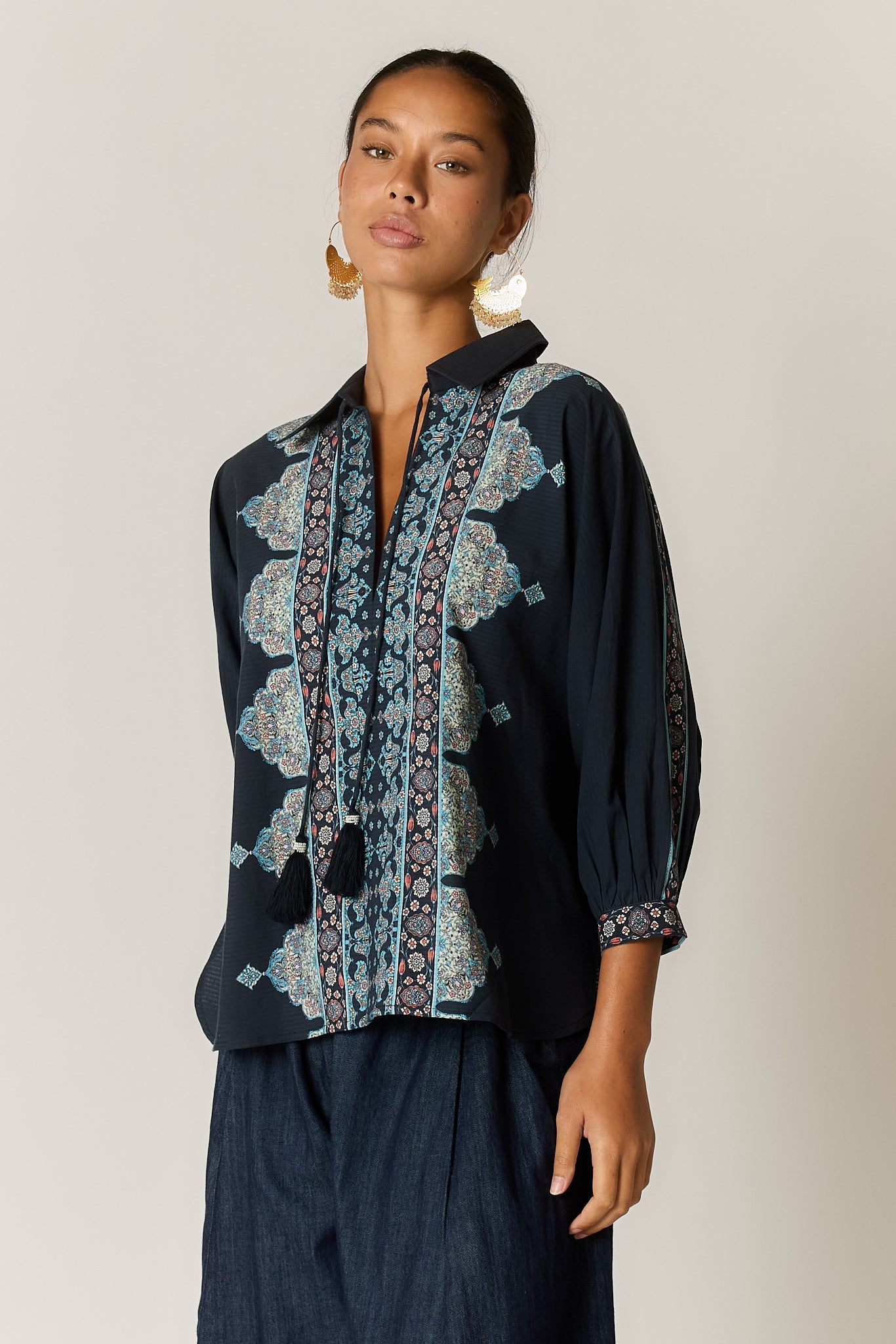 Image of Shirts. Product name - Rubyyaya Paolina Shirt Navy in Navy colour by brand - Rubyyaya