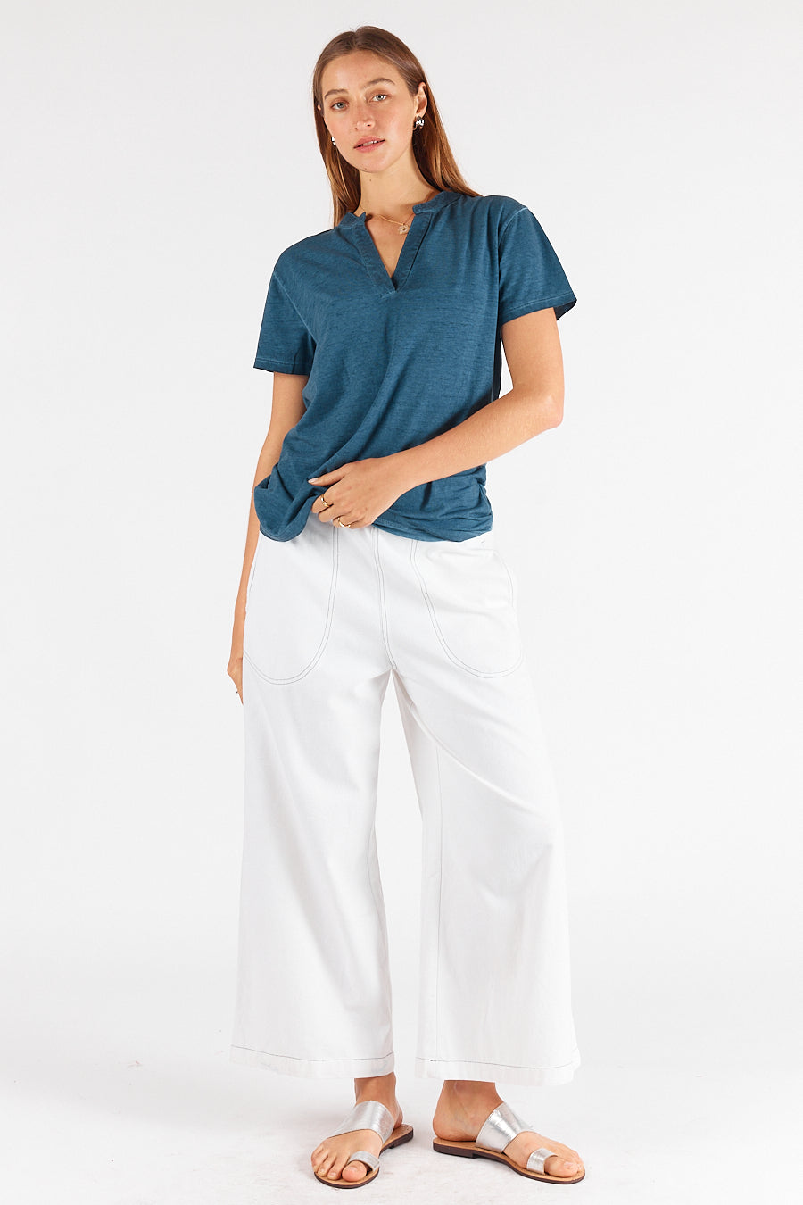 Image of T-Shirts. Product name - Rubyyaya Plain Collar T-Shirt Navy in Navy colour by brand - Rubyyaya