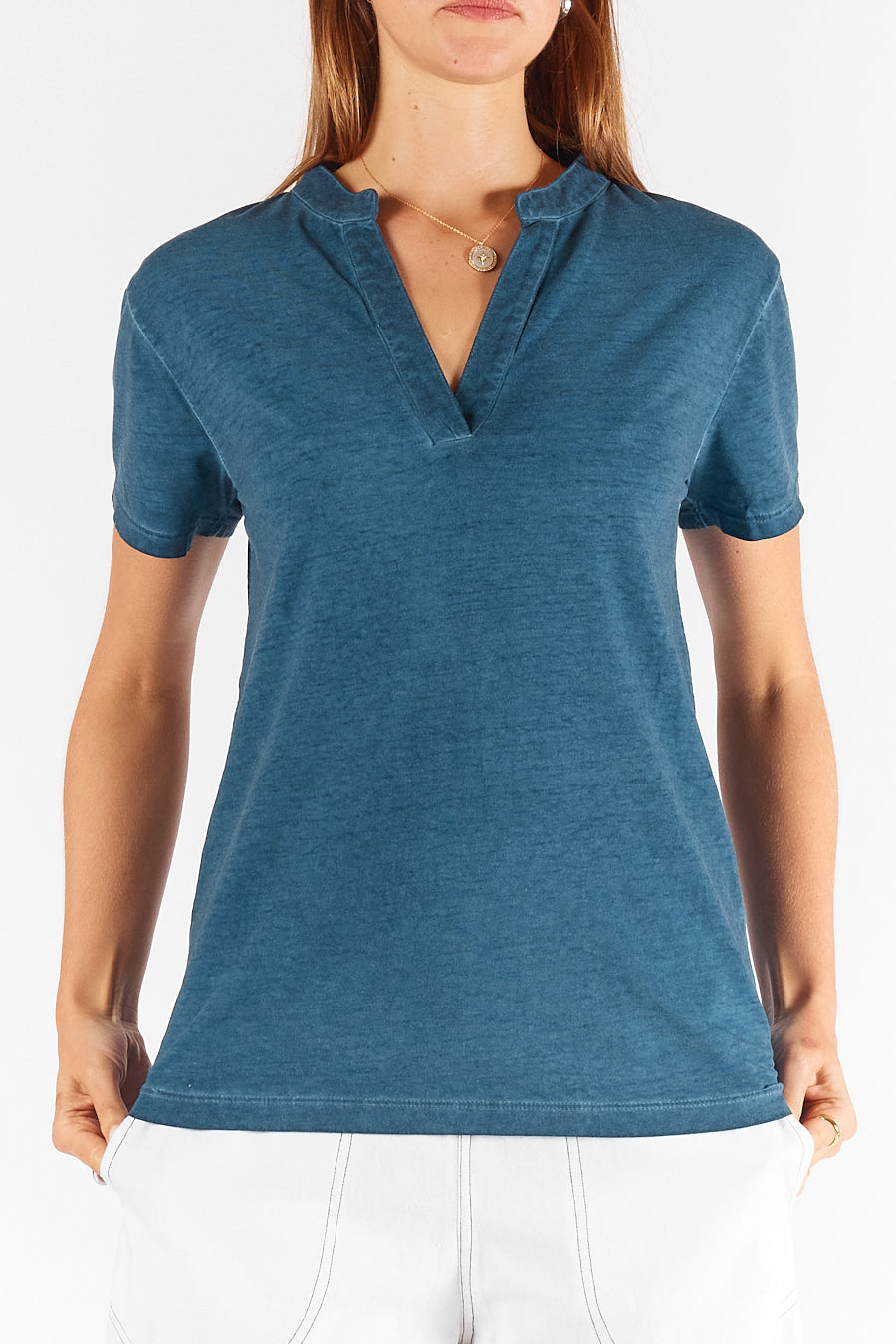 Rubyyaya Plain Collar T-Shirt (Navy)