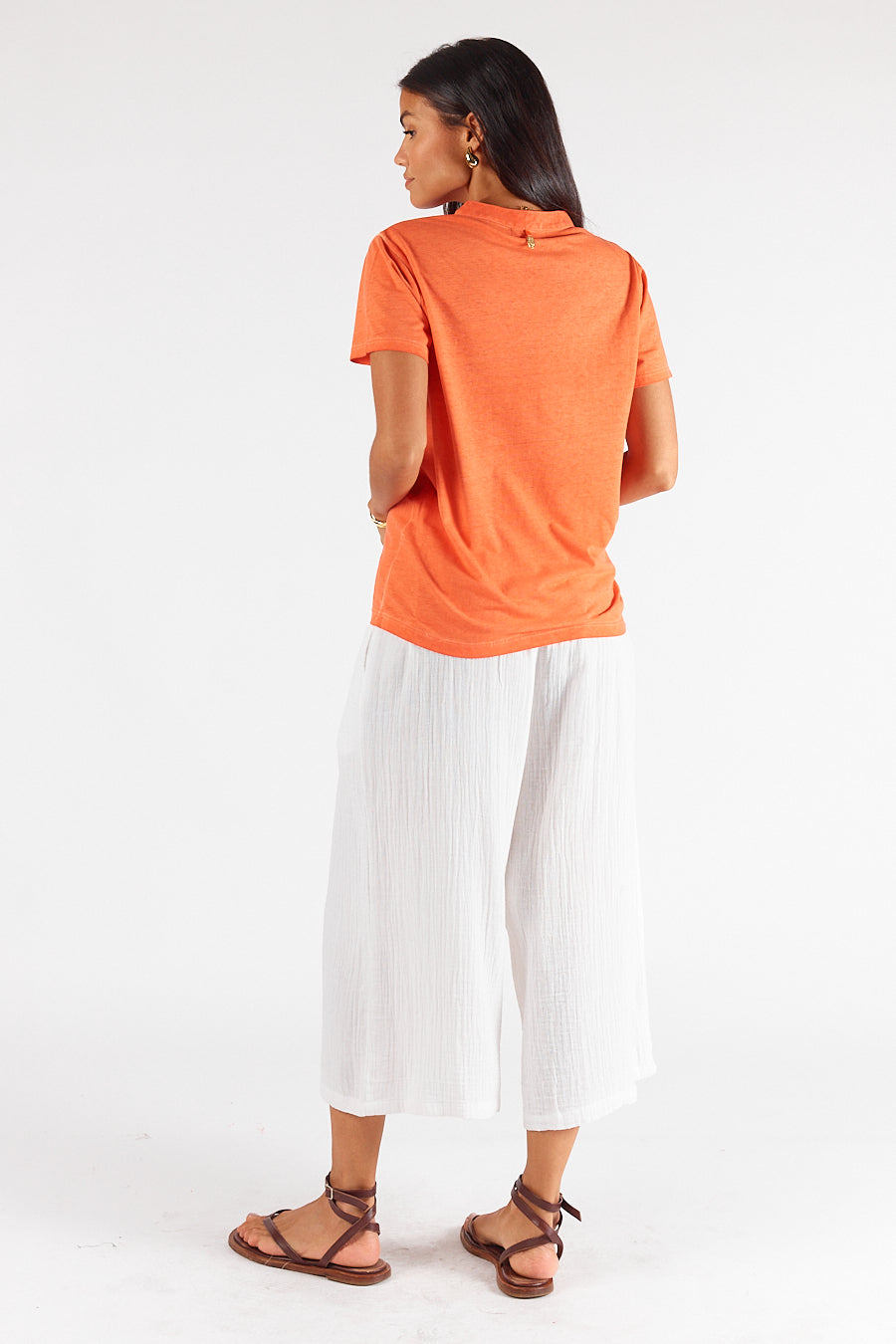 Rubyyaya Plain Collar T-Shirt (Coral)