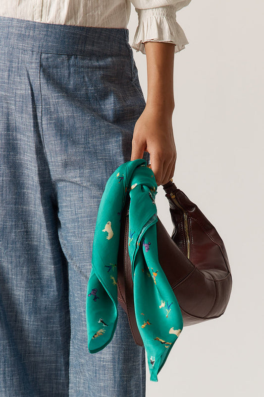 Image of Scarves & Shawls. Productname: Rubyyaya Puppy Love Scarf Emerald in Emerald colour by brand - Rubyyaya